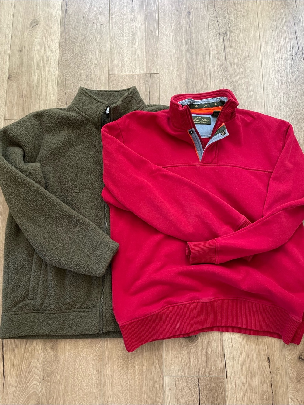 Bundle lot pair Orvis quarter zip signature and fleece classic collection both M